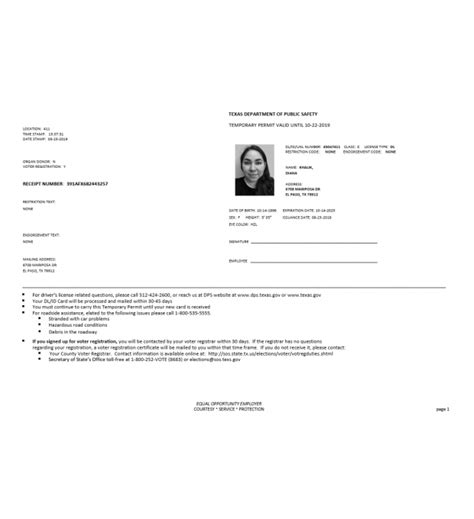 Texas Temporary Drivers License Template Form Fill Out and Sign