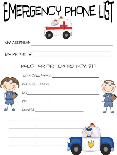 Free printable emergency contact list to place in your household