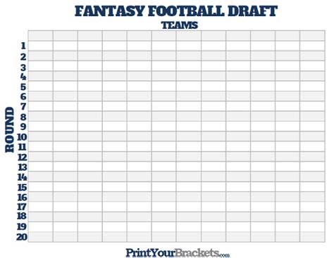 Fantasy Football Blank Draft Sheet FREE DOWNLOAD Aashe