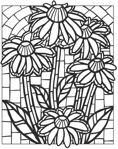 Flower Flowers Stained Glass Mosaic & Stepping Stone Patterns
