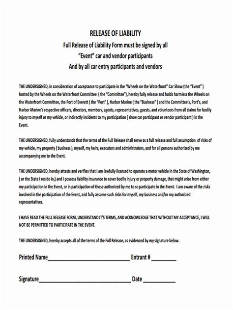 FREE 11+ Printable Liability Waiver Forms in PDF Ms Word