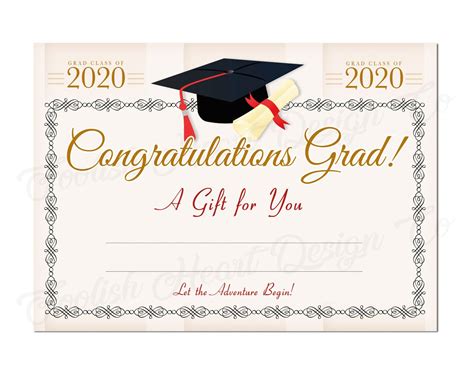 Free Graduation Gift Certificate Template in Adobe Illustrator