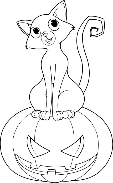 Printable Halloween Cat Coloring Page for Kids 2 SupplyMe