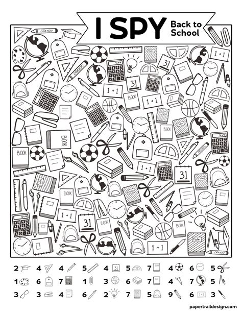 Free Printable I Spy Back to School Activity Paper Trail Design