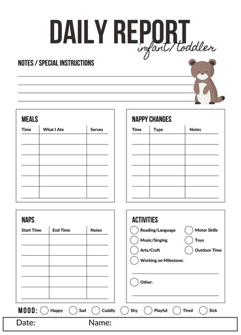 Infant Daily Report Download as DOC Infant daily report, Preschool