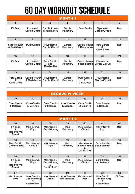 Insanity Calendar Printable 60 Day Workout Schedule Insanity