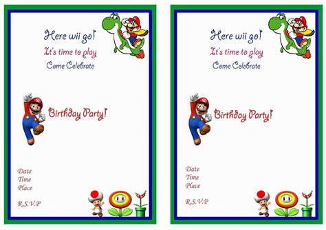 (FREE PRINTABLE) Super Mario Birthday Invitation Templates Download