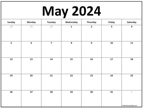 Printable May 2024 Calendar Page