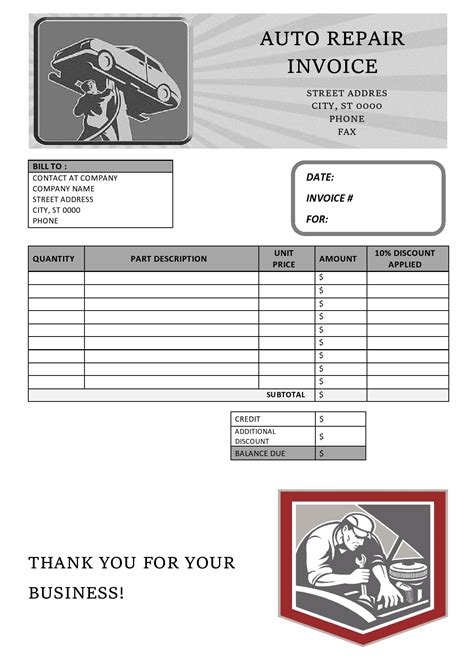 Printable Mechanic Invoice Template: A Comprehensive Guide