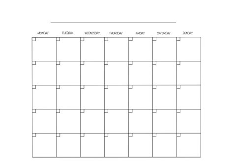 Printable Monthly Calendar Template