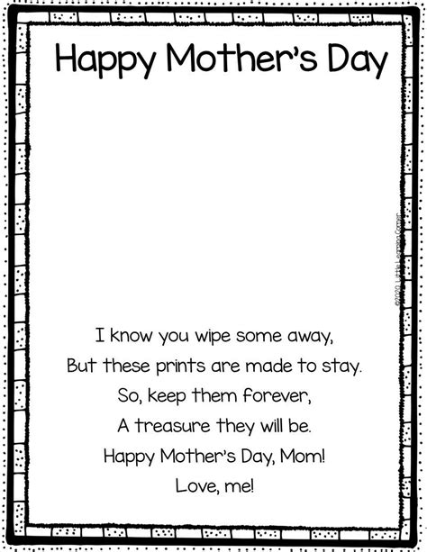 Printable Mothers Day Poem for Kids The Educators' Spin On It