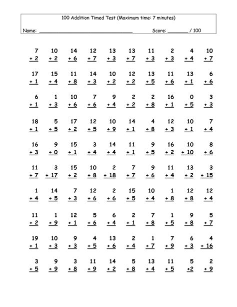 Printable Multiplication Timed Tests multiplication fact mastery