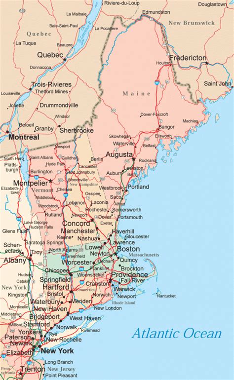 cool New England Map New england states, New england road trip, New