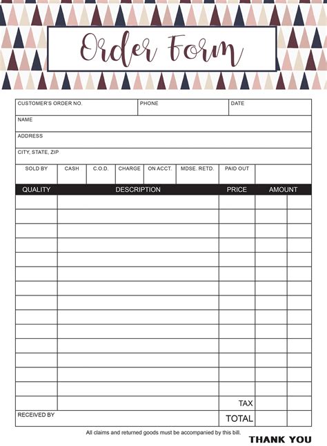 Order Form Printable Template Five Great Order Form Printable Template