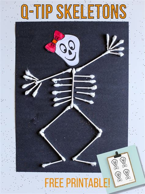 Printable Q Tip Skeleton Craft: Fun And Easy Halloween Diy