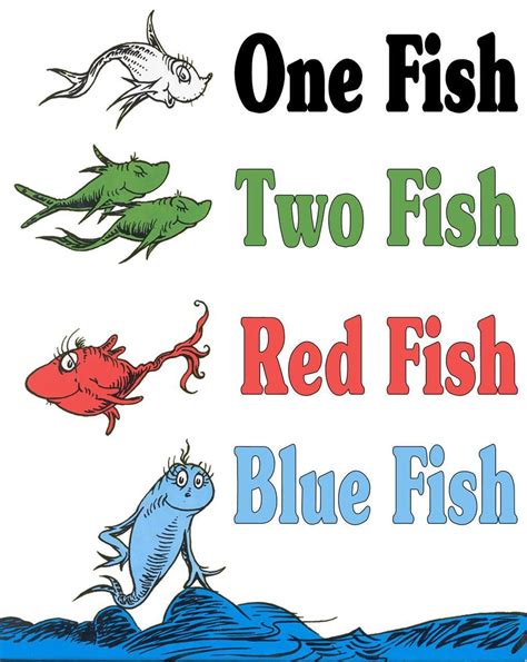 One Fish Two Fish Red Fish Blue Fish Coloring Pages Activity Sheets
