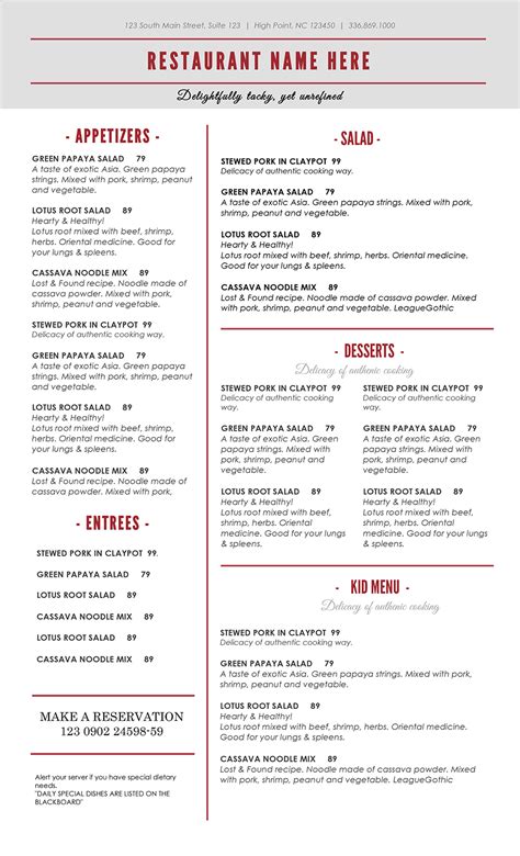 Printable Restaurant Menus With Prices: A Comprehensive Guide