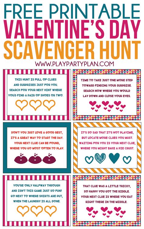 Printable Romantic Scavenger Hunt Clues