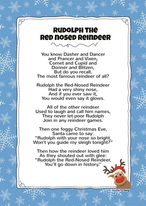Rudolf the Red Nose Reindeer lyrics christmas Pinterest
