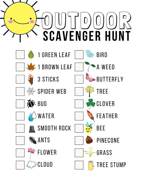 Printable Spring Scavenger Hunt for Kids