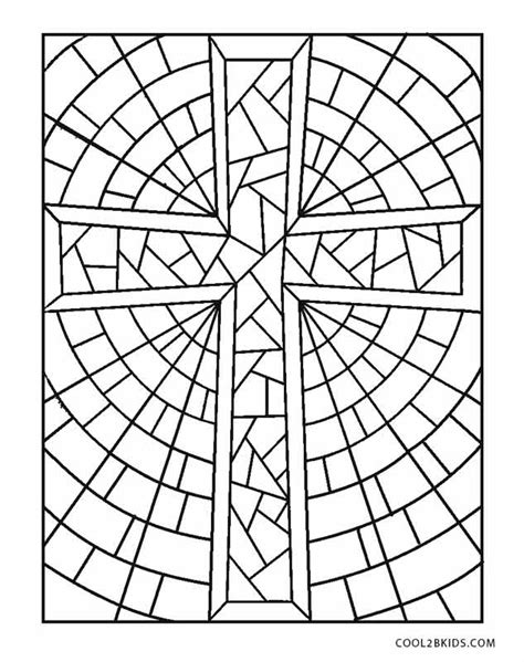 Printable Stained Glass Cross Coloring Pages