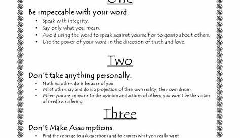 Printable The Four Agreements Worksheet