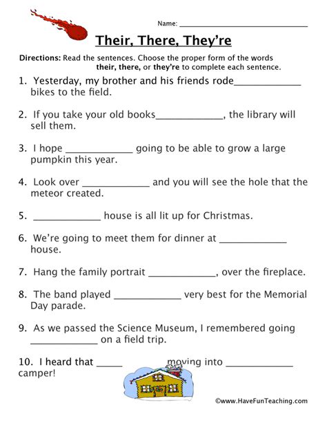 Printable There Their They're Worksheet