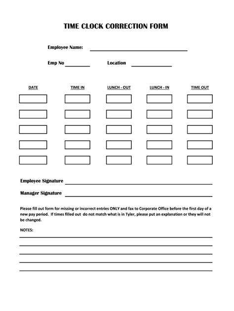 Printable Time Clock Correction Form: A Convenient Way To Manage Employee Time
