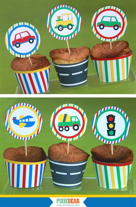 Printable Transportation Cupcake Toppers