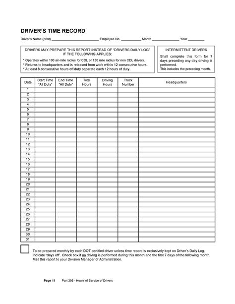 Printable Truck Driver Log Sheets: Keeping Track Of Your Journey
