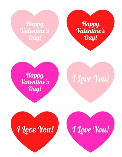 Printable Valentine Hearts With Sayings