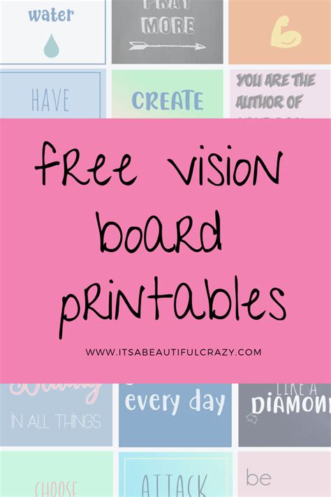 Free Printable Inspirational Words for Vision Boards Vision board