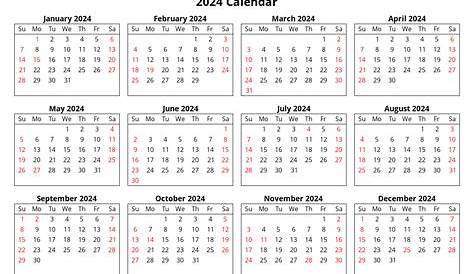 Free Printable Calendar 2024 (Word, PDF, Excel)