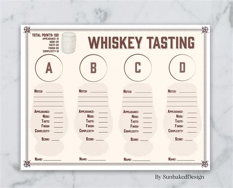 Whiskey Tasting Whiskey Rating Whiskey Score Card Etsy Bourbon