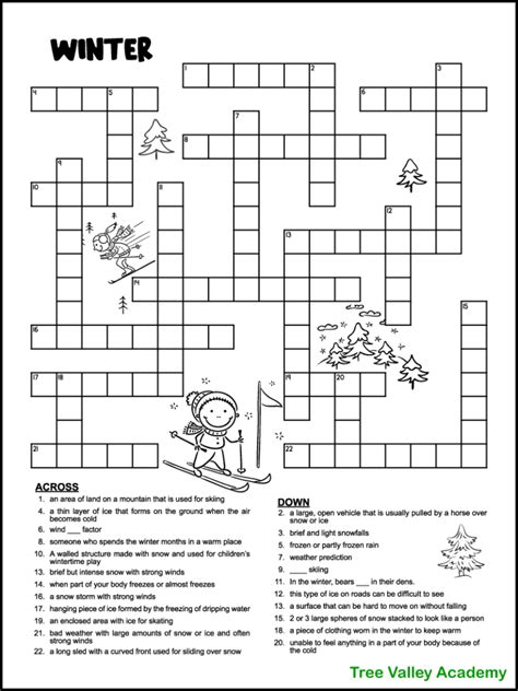 Printables Winter Crossword Puzzle HP® Official Site