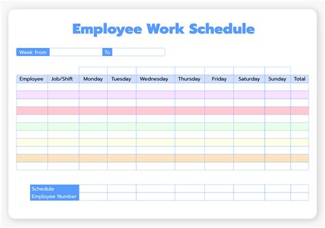 Employee Work Schedule Printable Employee Time Sheet Etsy