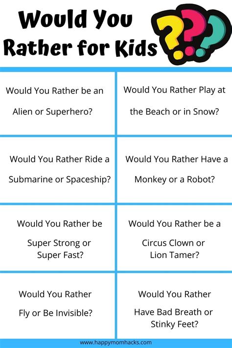 Printable Would You Rather Questions: A Fun Way To Bond With Family And Friends