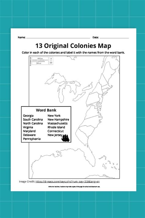 Printable 13 Colonies Worksheets