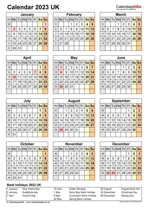 printable 2023 uk calendars free printable