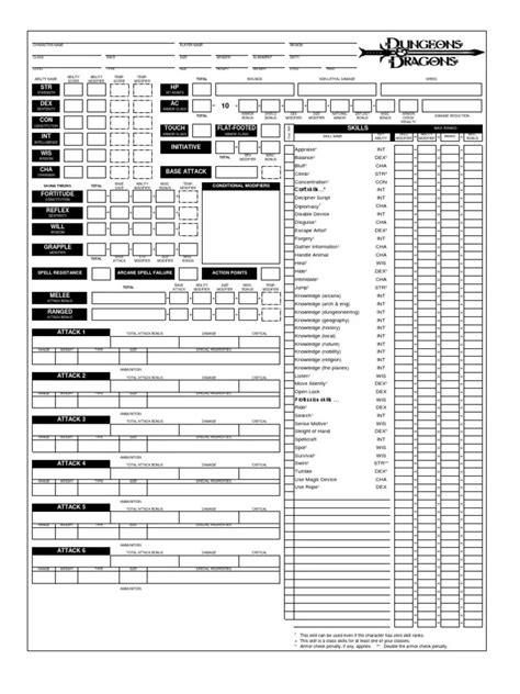 Printable 3 5 Character Sheet Pdf