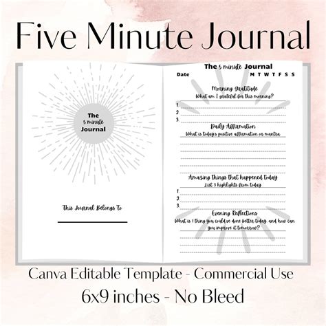 Printable 5 Minute Journal Template