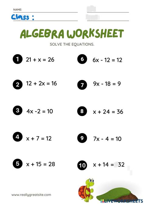 Printable 6Th Grade Algebra Worksheets