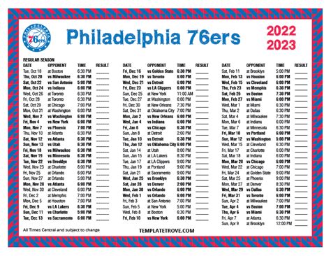 printable 76ers schedule 2023