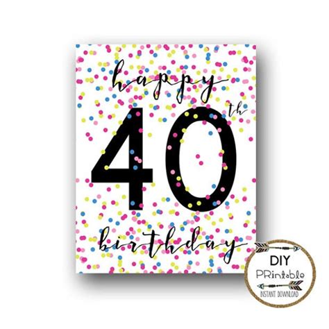 Printable Happy 40Th Birthday Button
