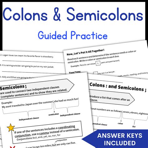 Printable Semicolon And Colon Practice