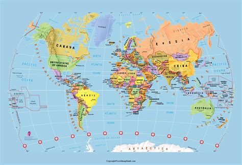 Printable World Map With Continents And Countries Labeled