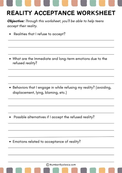 Printable Acceptance Worksheets