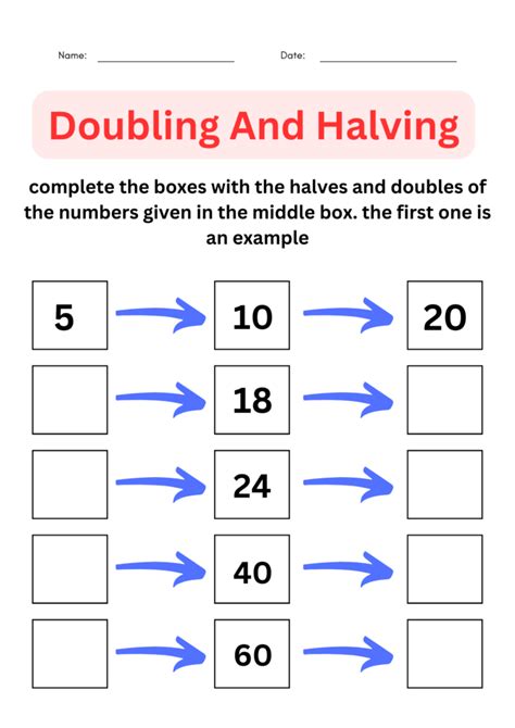 Printable Activity Sheets For Double And Halves