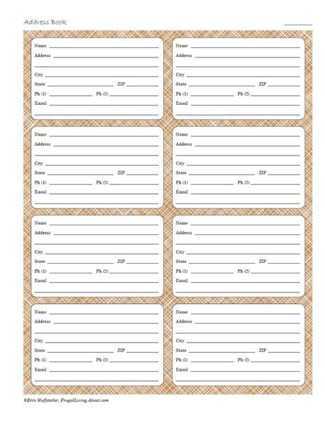 Printable Address Book Cards