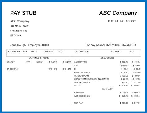 Printable Adp Pay Stub Template Excel
